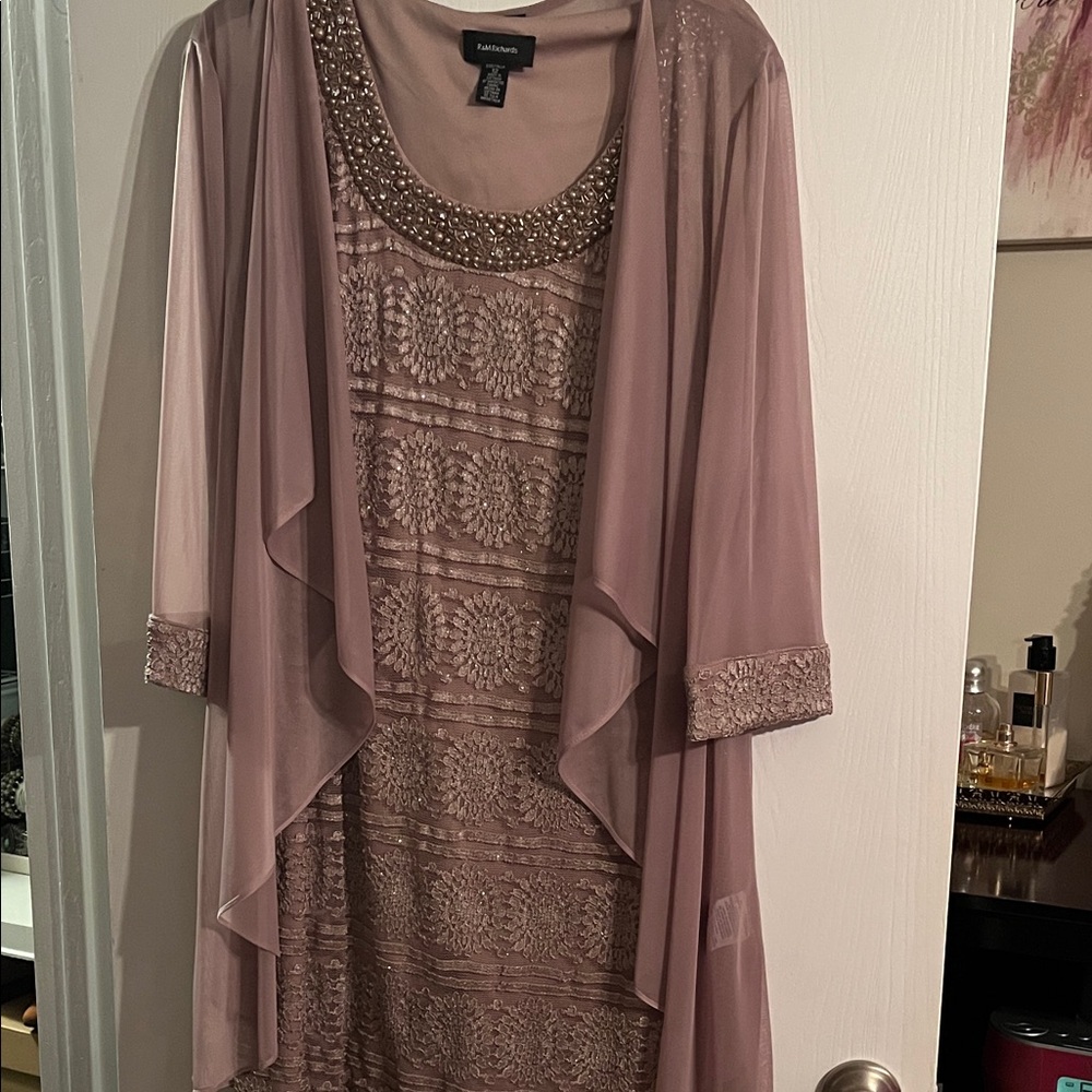 Embellished Mauve Dress with Sheer Overlay
